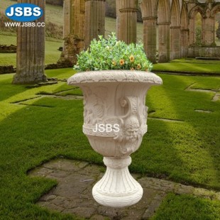 Ornate Beige Flower Pot, Ornate Beige Flower Pot